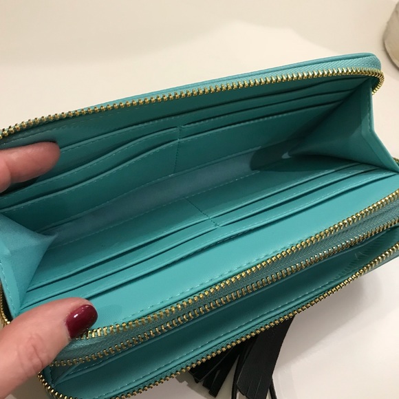 Turquoise Black & Gold Wallet - Wristlet NWOT 8x4 - Picture 7 of 8